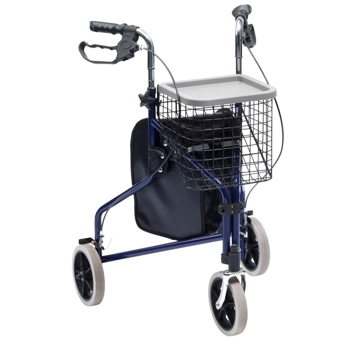 Steel Tri Walker With Bag, Basket & Tray - ScootaMart